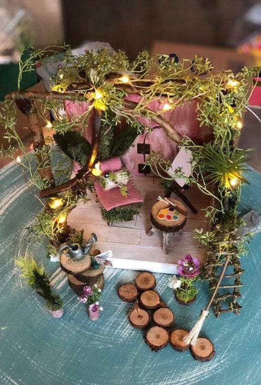 Fairy House with Accessories Size 10”L x 10”W x 12”H